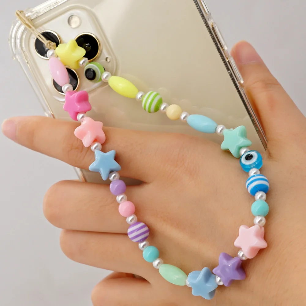 Colorful Smiling Beads Chain Phone Chain Lanyard Beads Mobile Phone Chain Anti-lost Handmade Acrylic Cord Lanyard for Women Gift 16 H0dc4b739b4e049f2b2a0dc8827fba0eaJ