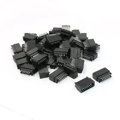 

50 Pcs Dual Rows 2.54mm Pitch Straight IDC Pin Headers 14 Pins