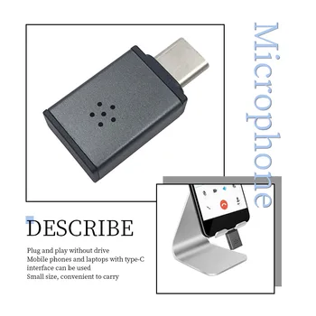 

Portable Phone Laptop Mini Microphone Type-c Connector Aluminum Alloy Housing Audio Recorder Mini Mic
