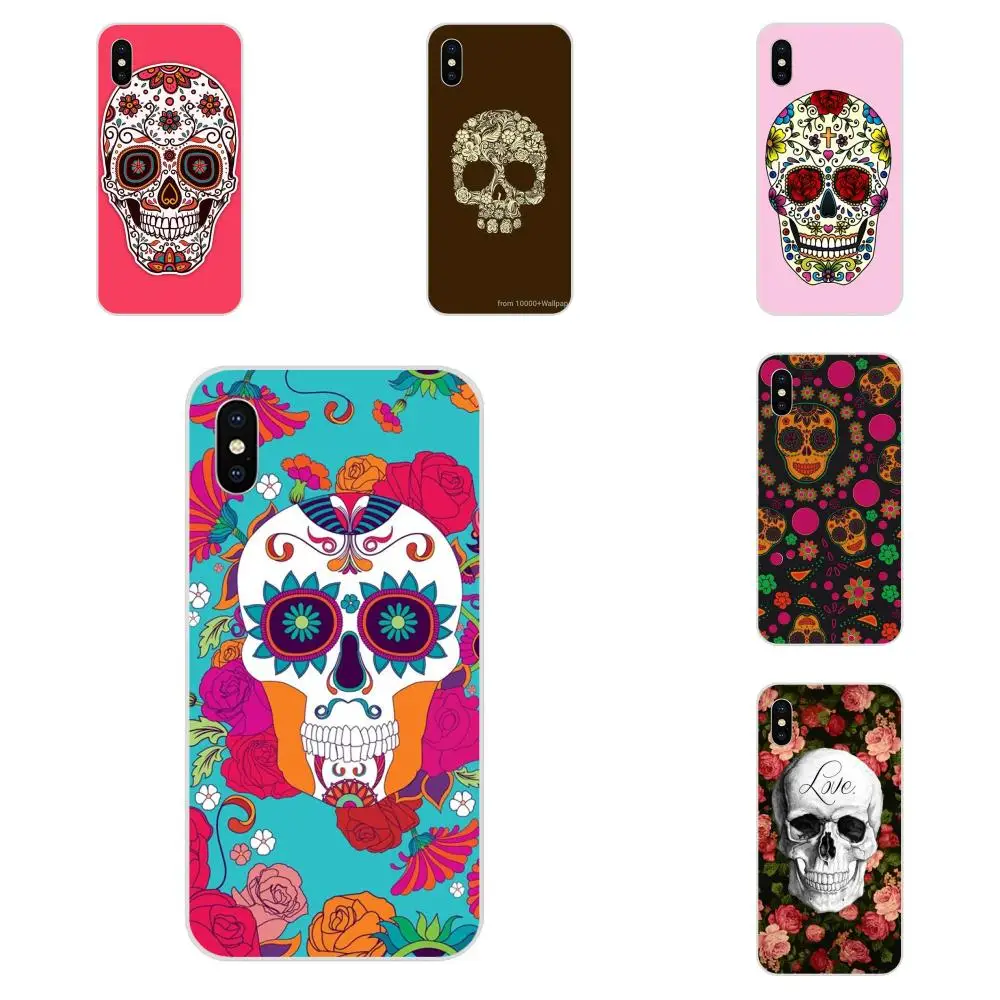 Мягкий протектор экрана цветочный сахарный череп скелет голова татуировки для