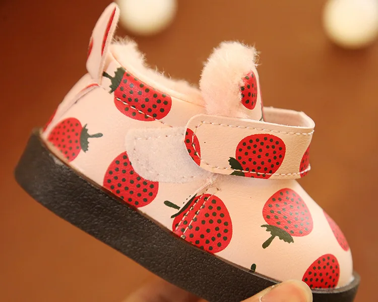 Winter baby girls toddler shoes cartoon plush infant cotton shoes first walk prewalker princess shoes non-slip short boots