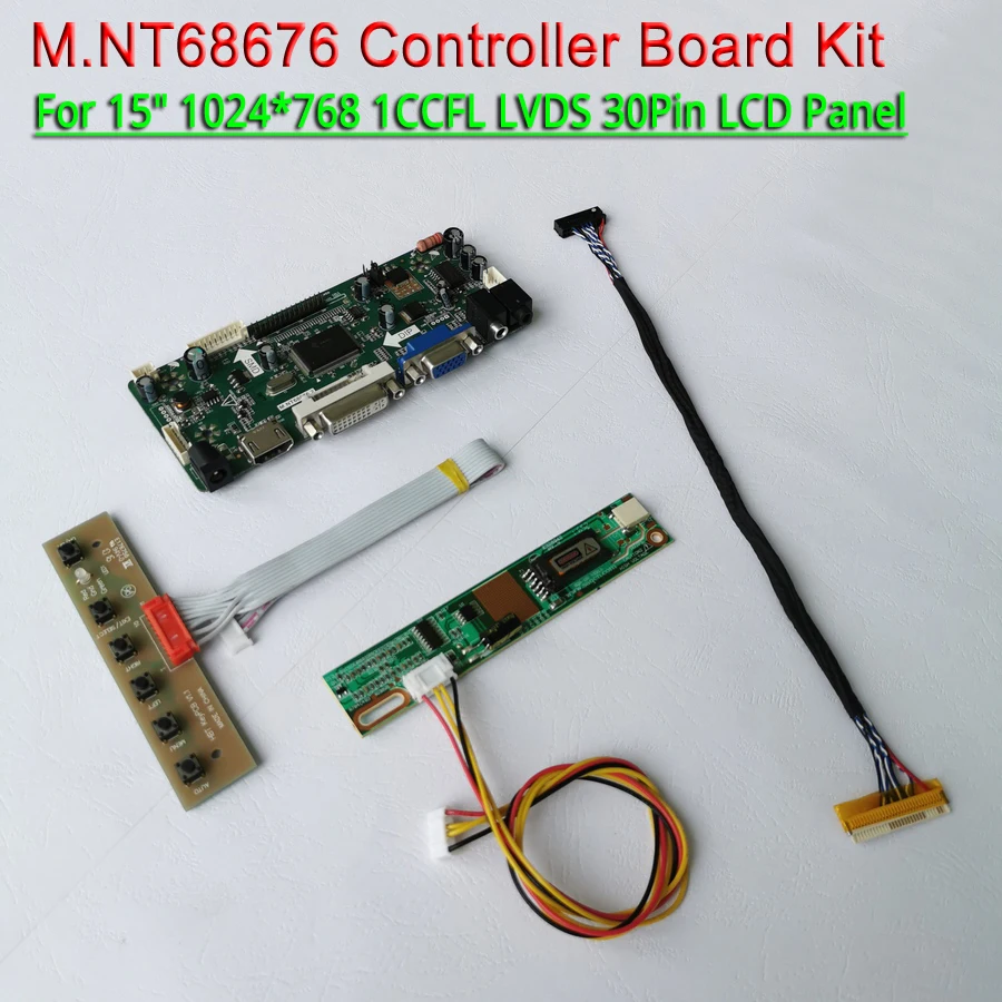 Для LP150X08 LP150X10 1CCFL HDMI+ VGA+ DVI 1024*768 LVDS кабель 30-Pin Инвертор 1" M. NT68676 ЖК-дисплей контроллер карты DIY kit