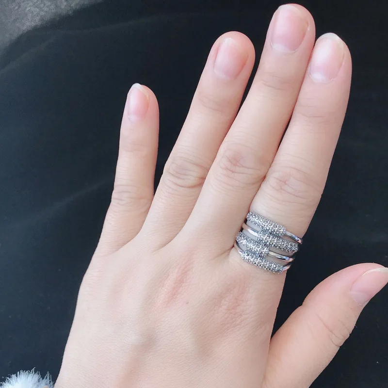 FNJ MARCASITE слинг 925 серебро Новая мода S925 стерлингового серебра кольца для женщин ювелирные изделия регулируемый размер
