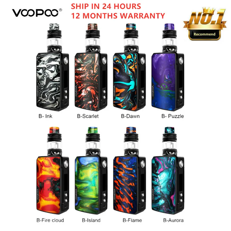 Original Voopoo Drag 2 TC Platinum Vape Kit 177W Mod With Uforce T2 SubOhm Tank U2/U3 Powered By Dual 18650 Battery vs drag mini |
