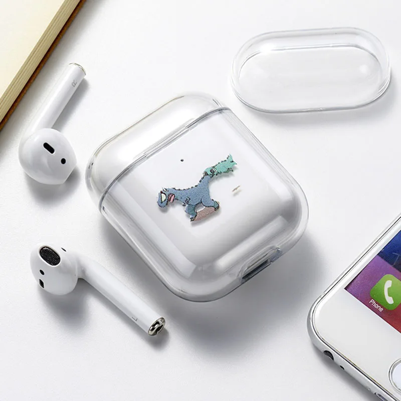 Для Airpods чехол милый мультфильм Кот динозавр жесткий беспроводной Bluetooth наушники чехол для Apple Airpods 2 1 защитный чехол коробка - Цвет: 072