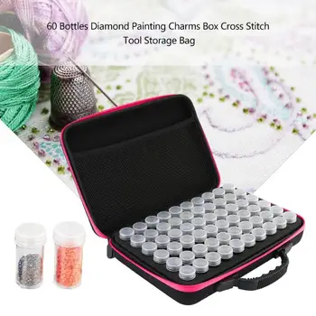 

60 Bottles Diamond Painting Drill Box Rhinestone Charms Storage Box Case Diamond Painting Organizer Tool Storage Hand Bag