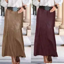 ZANZEA стильные юбки из искусственной кожи женские осенние повседневные юбки русалки с высокой талией Женская однотонная повседневная юбка Faldas Saia