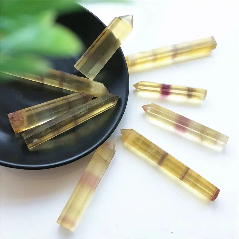 

Freeshipping 57-80mm Natural Yellow Fluorite Crystal Point Wand Tower Crystal Obelisk Healing Crystal Gifts Home Decoration
