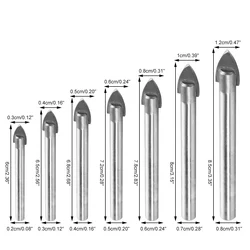 Jeu de mèches de perçage pour marbre, tête de lance en verre, pour porcelaine, carreaux de céramique, 3/4/5/6/8/10/12mm, 4/7 pièces 