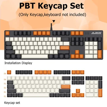 

New Ajazz 104 Key PBT Sublimation Keycaps For Mechanical Keyboard PBT Keycaps for 61 Key,87 Key,104Key Mechanical Keyboard