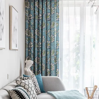 

Modern Curtains for Living Dining Room Bedroom Simple Polyester Cotton Printed Fabric CurtainTulle Finished ProductCustomization