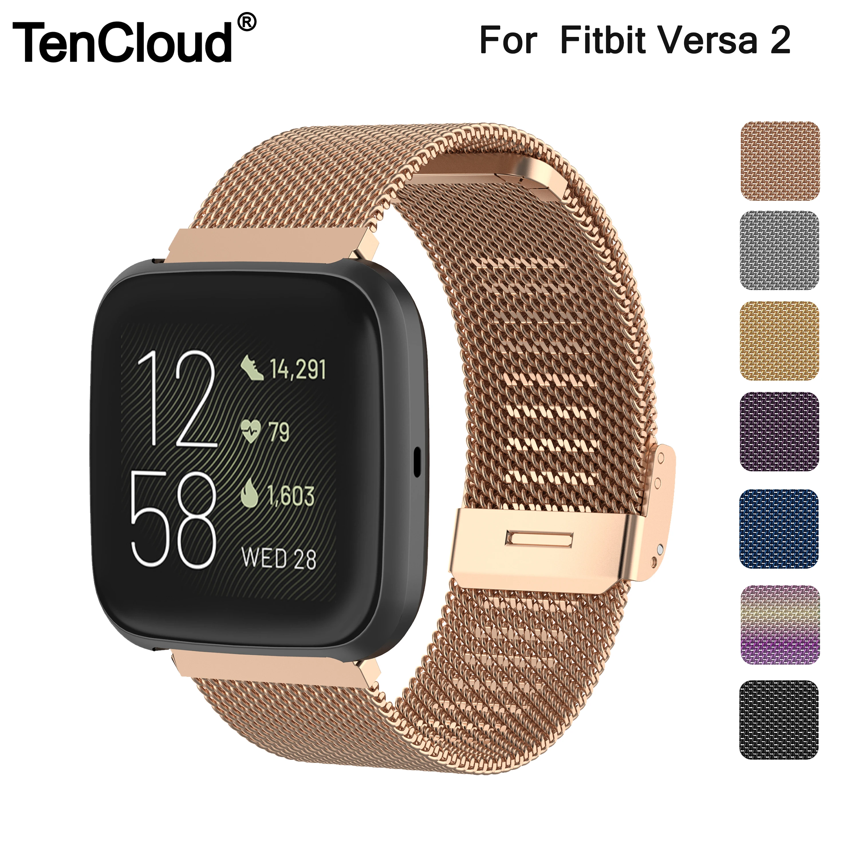 

Tencloud Replacement Strap For Fitbit Versa 2 Band Stainless Steel Metal Bracelet For Versa/Versa Lite Smart Watch Wristband
