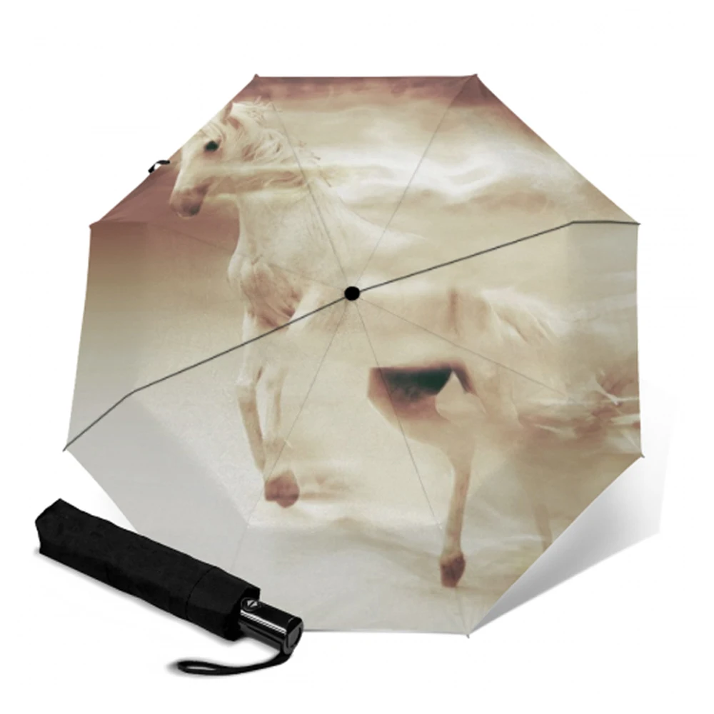Flying Piggy Automatic Tri-fold Umbrella Interesting Windproof Anti UV Rain//Sun Travel Umbrella Light Weight.