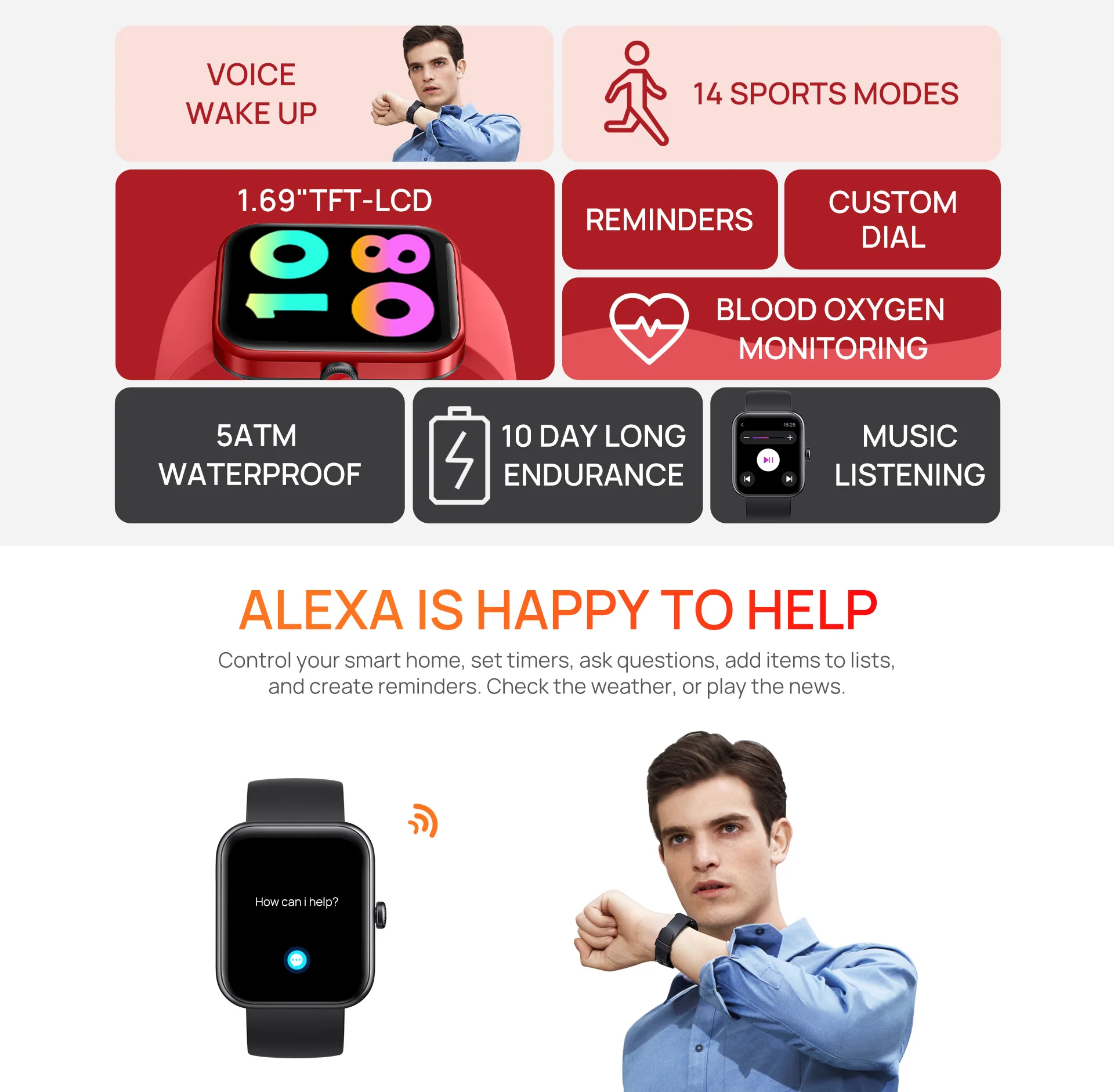 DOOGEE CS2 Pro Smartwatch Sport Smart Watch 5ATM Waterproof Blood Oxygen Measurement Heart rate measurement 14 Sports Modes