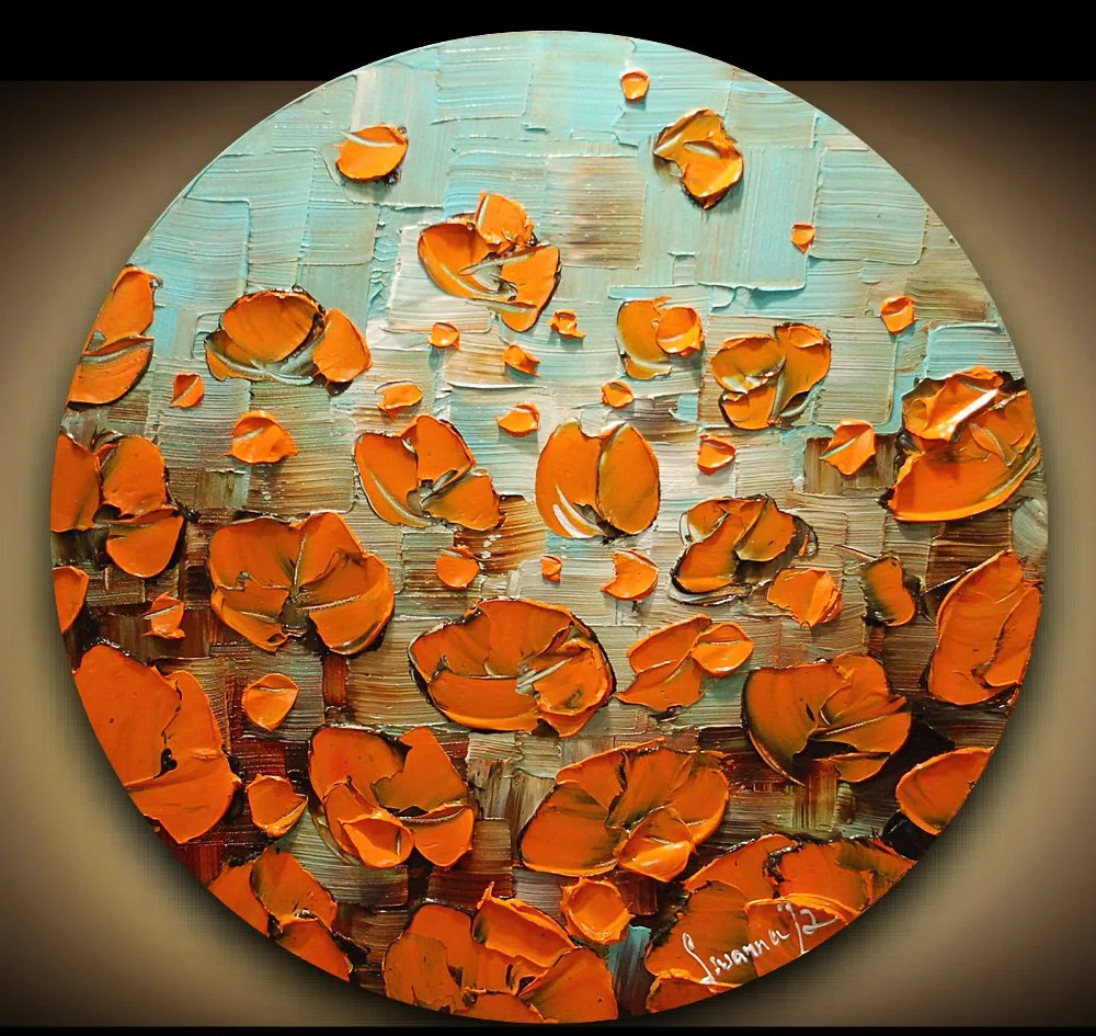 

Hand Painted Abstract Modern Palette Knife Poppy Flower Oil Painting Canvas Ideas Vinicor Art