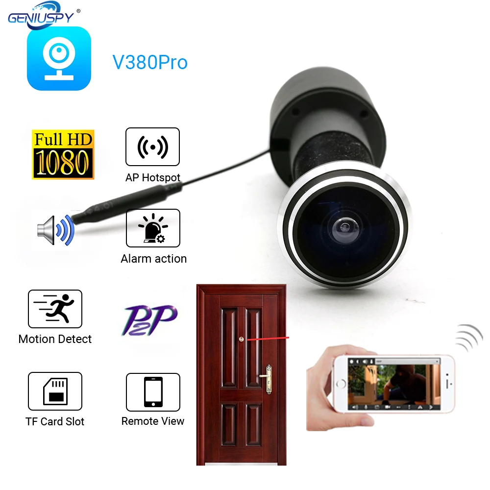 V380 Pro 180 градусов сеть видеонаблюдения видео аудио P2P SD слот для карты 1080P Домашняя безопасность дверной глазок Wifi IP камера