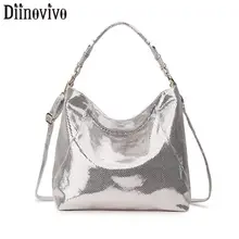 DIINOVIVO, роскошная Брендовая женская сумка, кожаная сумка, большая сумка через плечо для женщин, сумка на плечо, женская серебряная Сумка-тоут, ручная сумка, WHDV1251