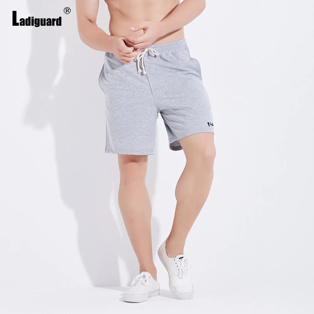 Ladiguard Men Fashion Leisure Shorts Casual Drawstring Short Pants Male Summer Beachwear Solid Half Pant Sexy Mens Clothing 2021 mens casual shorts