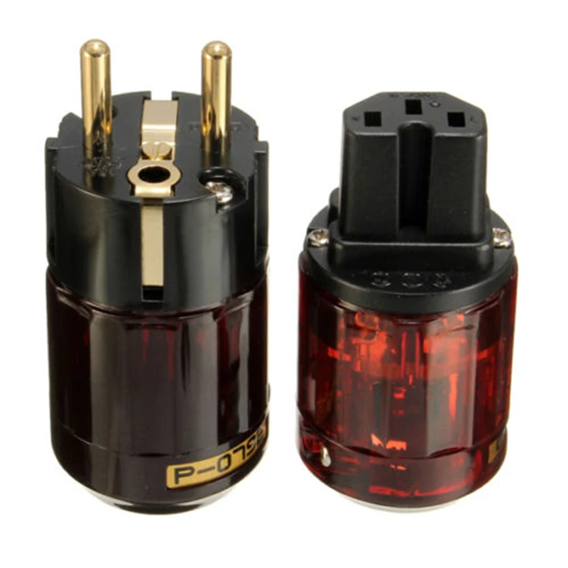 

2pcs Practical Durable Gold Plated C-079 + P-079e Europe EU Plug IEC Audio Connector