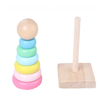 

Wooden Seven-storey Colorful Tower Stacked Toys Baby Blocks Early Educational Toys