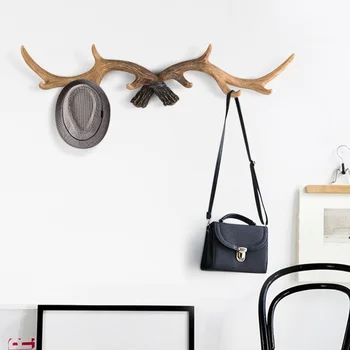 

50cm*18cm Wall Hanger Rack Holder Antler Hook Hat Coat Bag Modern Nordic Deer Resin Decor Creative Home Decoration Accessories