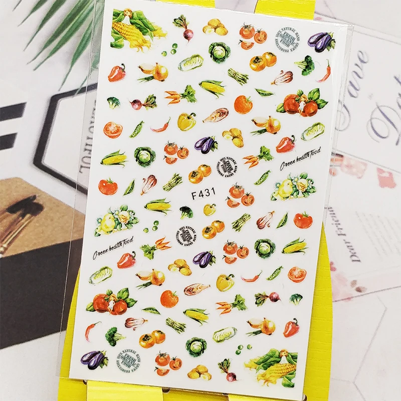 

3D Nail Sticker Decals Tomato Vegetables Design Nail Art Decorations Stickers Sliders Manicure Accessories Nails Decoraciones