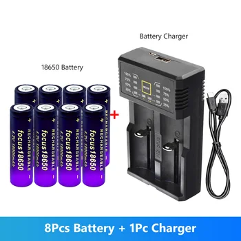 

8Pcs 18650 Battery 3.7V 10000 mAh li-ion Rechargeable Batteries for electronic cigarette flashlight With Smart Universal Charger