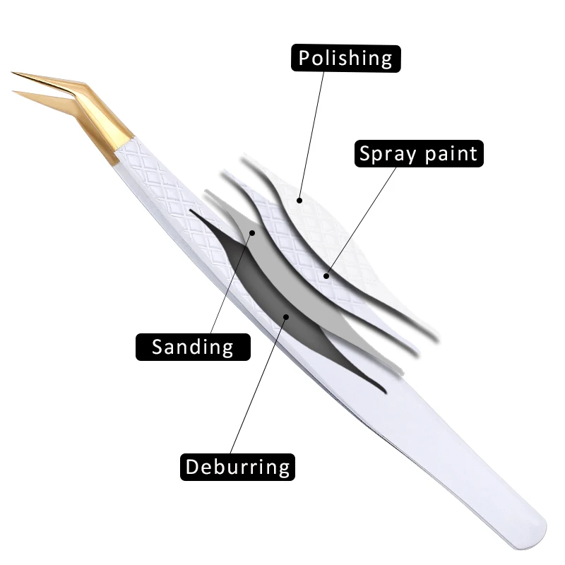 Stainless Steel White-gold Tweezers For Eyelash Extension Anti-Static Eyebrow Eyelashes High Precision Tweezer Makeup Tools 4