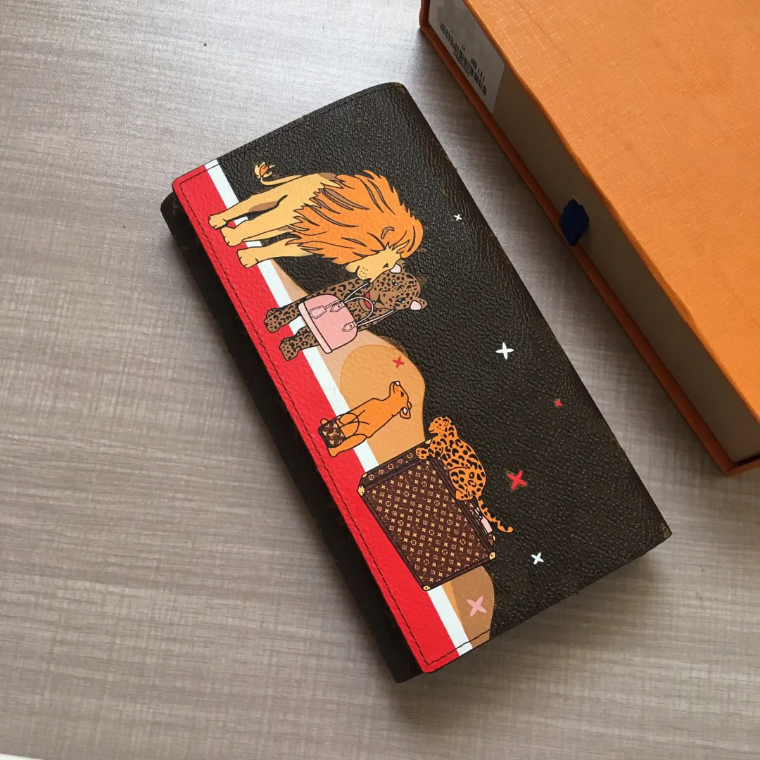 

Genuine Leather Christmas Limited High Quality Wallet Cartoon Image Lion Printing Women Wallets Cowhide Christmas Gift
