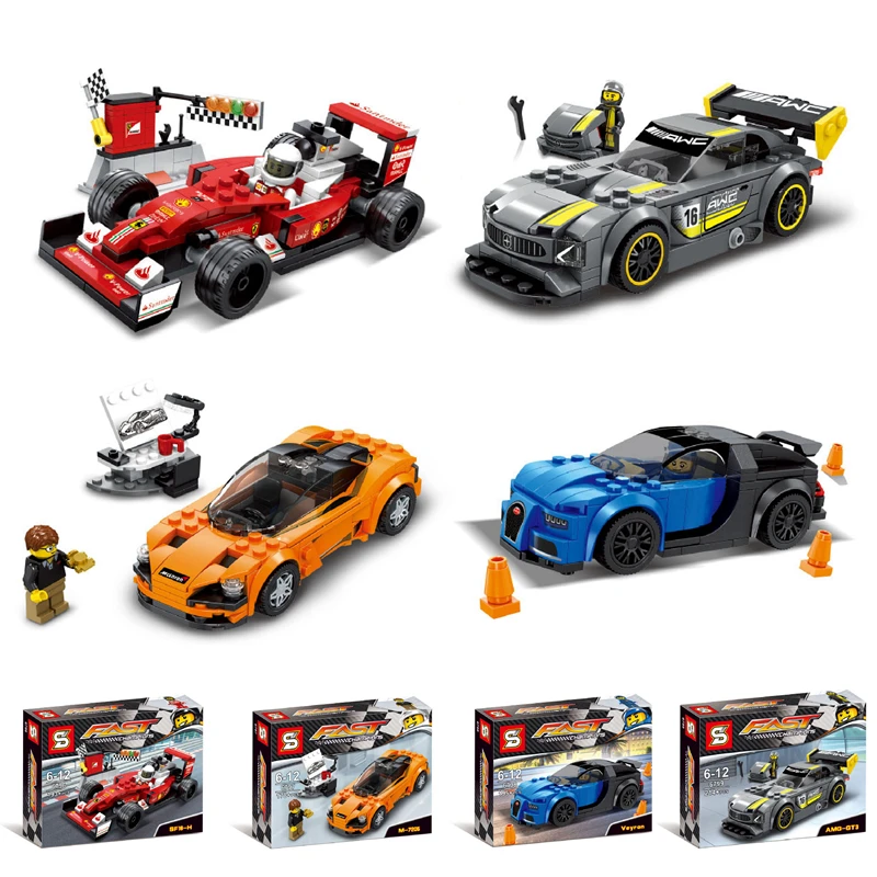 Моторная техника supercar 6796 6798 6799 Bugatti PorscheF1 автомобиль диснеед Playmobile строительные