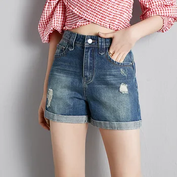 

Denim Shorts Women's High Waist Summer White Blue Pants Women's Wear Loose Wide Leg Short Jeans Feminino Straight Casual Shorts