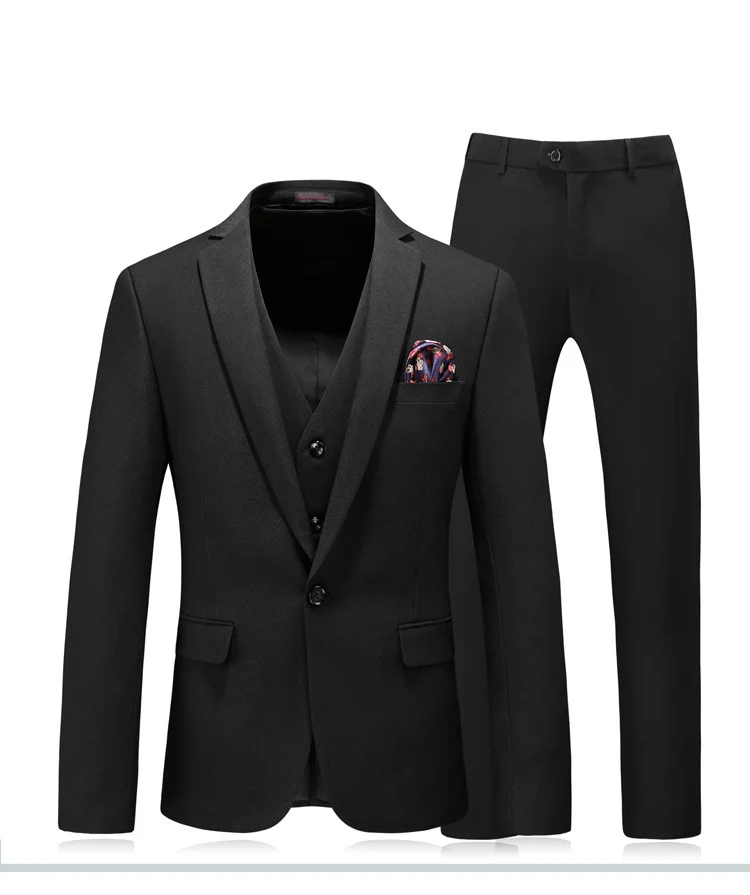 Модный деловой костюм для мужчин 4XL 5XL мужской черный костюм для свадьбы жених формальный мужской 3 шт. классические костюмы жилет брюки - Цвет: Blazer-vest-pants