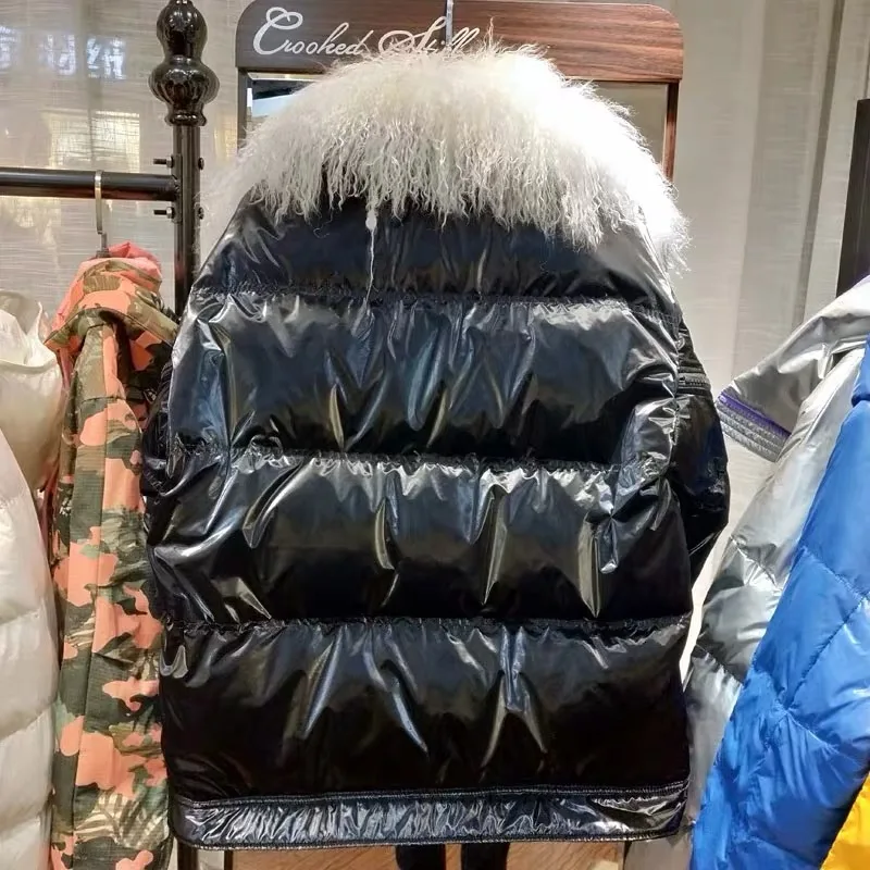 SHENGPALAE, новинка, Зимняя мода, серебряное глянцевое лицо, с меховым воротником, отстегивается, хлопковая куртка для женщин, свободное повседневное пальто FT769