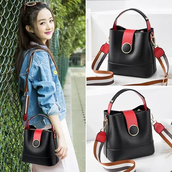 

Women's Bag 2020 New Style Women's Shoulder Messenger Bag Wide Shoulder Strap Bucket Bag Women
