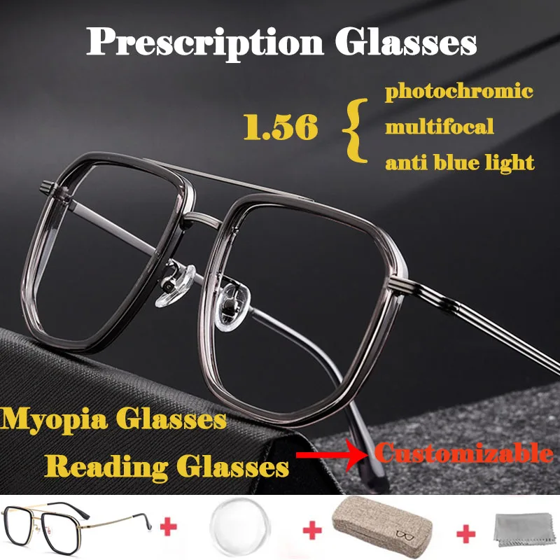 NEW Retro Rim Prescription Glasses Men Women Custom Progressive Photochromic Reading Glasses