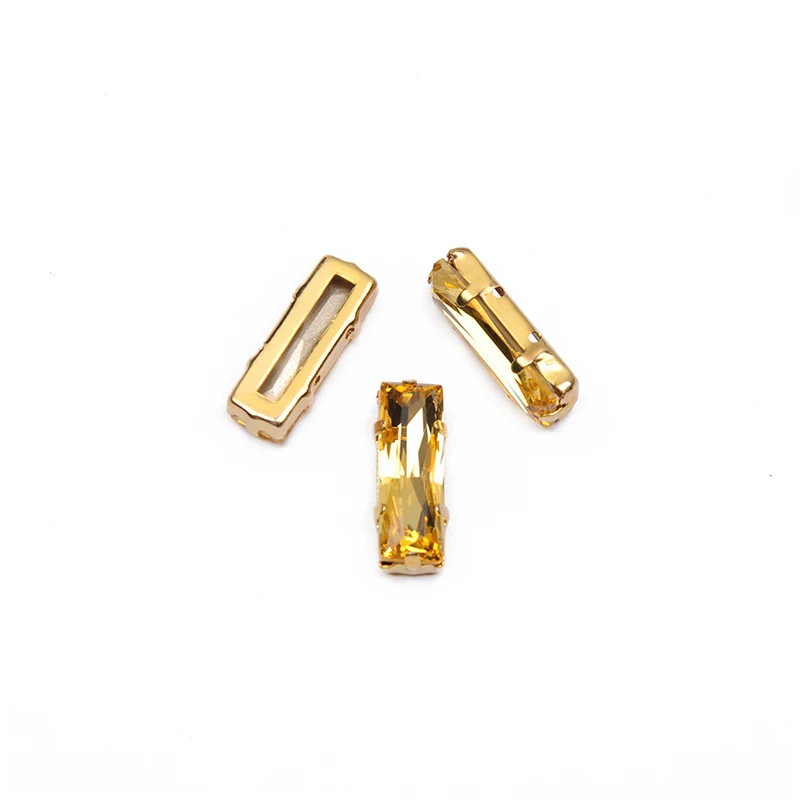 YANRUO 4547 All Sizes Light Topaz Princess Baguette Sewing Crystals Strass Point Back Glass Rhinestones For Jewelry Making
