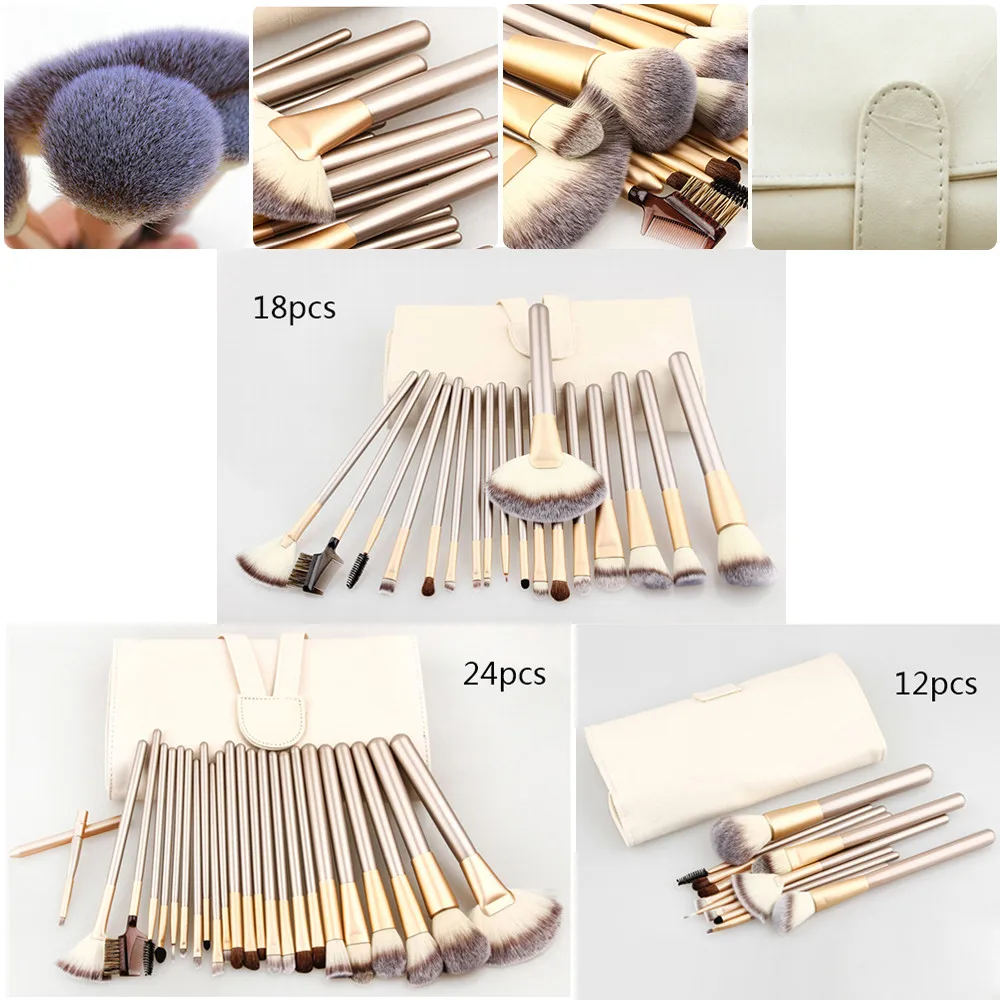 12/18/24Pcs Makeup Brushes Professional Soft Cosmetics Make Up Brush Set Kabuki Foundation Lipstick Brush Beauty maquillaje