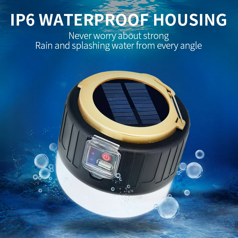 Camping Light Portable Flashlight Lanterns 1500W Solar LED Camping Light Tent Lamp USB Rechargeable Bulb Hang Emergency Repairing SensingLight
