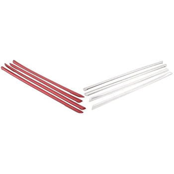

8Pcs Car Styling Door Panel Decoration Stickers Trim Doorknob Covers for Bmw 3/4 Serises - 4Pcs Silver & 4Pcs Red