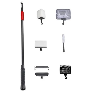 

Cleaning Tool 6 in 1 Fish Tank Cleaning Kit Algae Scraper Scrubber Pad Adjustable Long Handle Fish Tank Cleaning Kit
