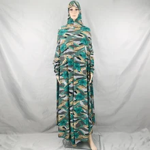 

Latest Modern Fashion Ruffle Polka Islamic Clothing Kaftan With Lining Women Muslim Maix Casual Dress Abaya Green DR-308