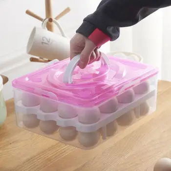 

Double Layer Egg Box Plastics Container Fridge Organizer Convenient Crisper Kitchen Storage Boxs