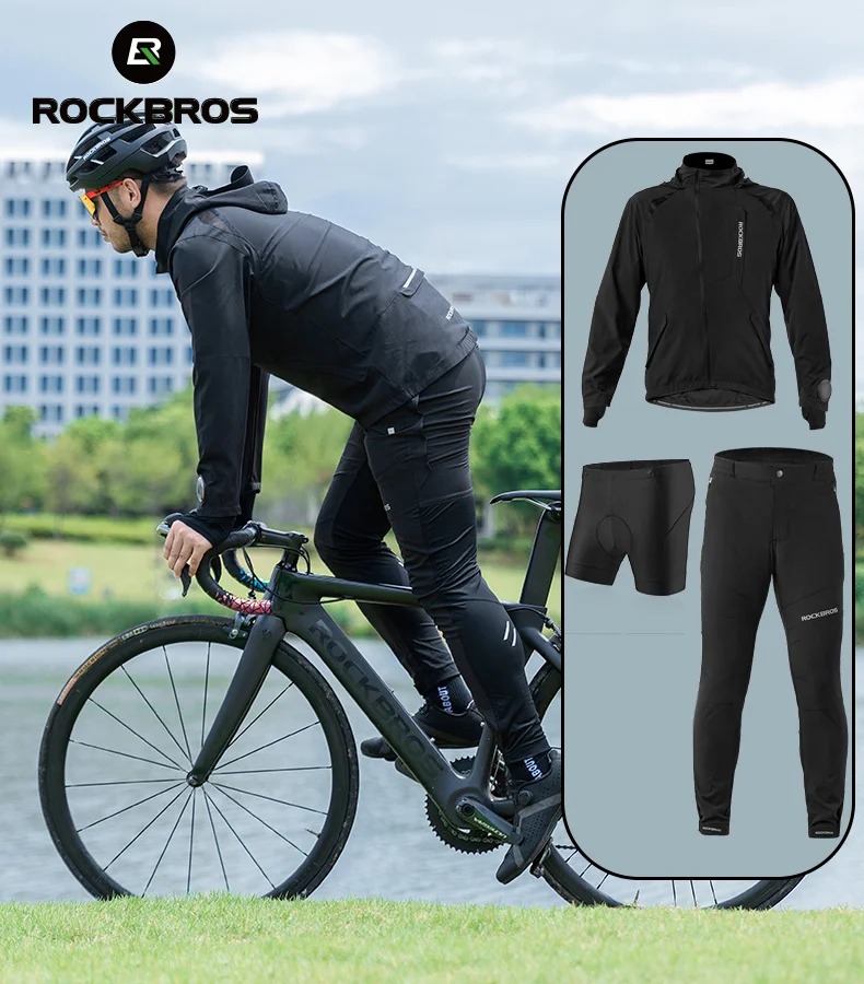 ROCKBROS Conjunto de Jersey de ciclismo hombre y mujer, chaqueta de de montaña, camisa deportiva de corta transpirable, ropa de babero para bicicleta, traje de moto|Conjuntos de ciclismo| -