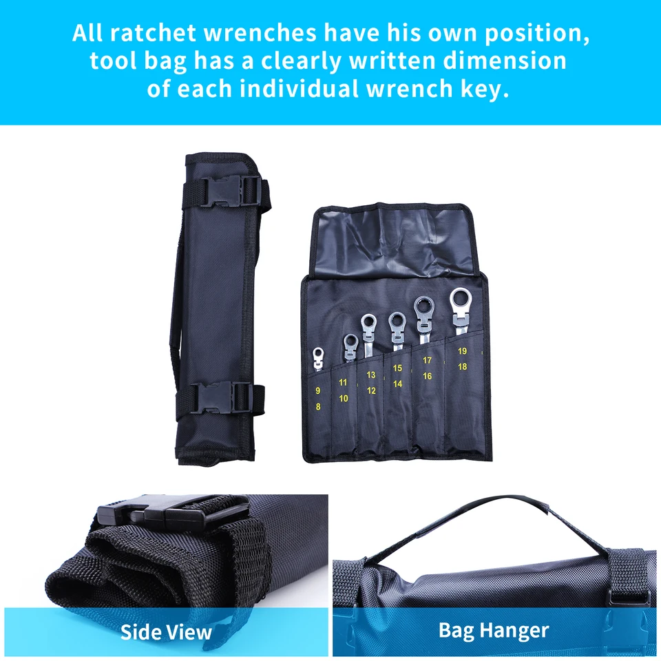 Set Di Chiavi A Cricchetto Extra Lunghe, Testa Flessibile, 6 - Foto 9