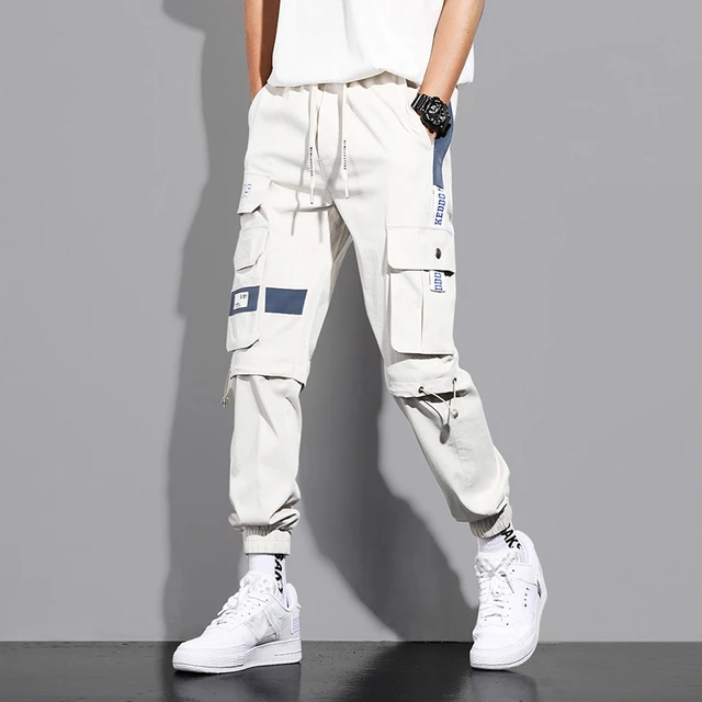 New Men's Side Pockets Cargo Pants Black Hip Hop Harem Pants Casual Male  Joggers Sweatpants Fashion Streetwear Trousers 5XL
