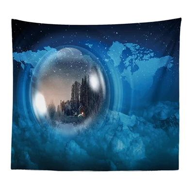 Nature Art Moon Tapestry Mountain Galaxy Starry Sky Hanging Wall Tapestries Psychedelic Carpet Wall Blanket Rug Tapiz Landscape - Цвет: 3