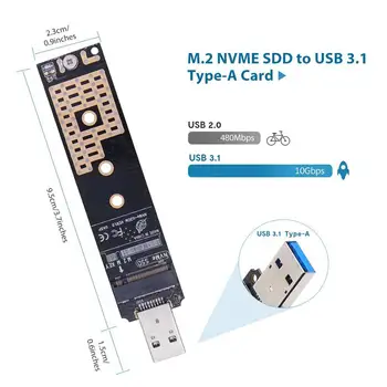 

NVME To USB3.1 Adapter M.2 SSD To USB 3.1 Type A Card Hard Drive Converter Alumunium 10Gbps USB 3.1 Gen 2 Chip M.2 USB Adapter