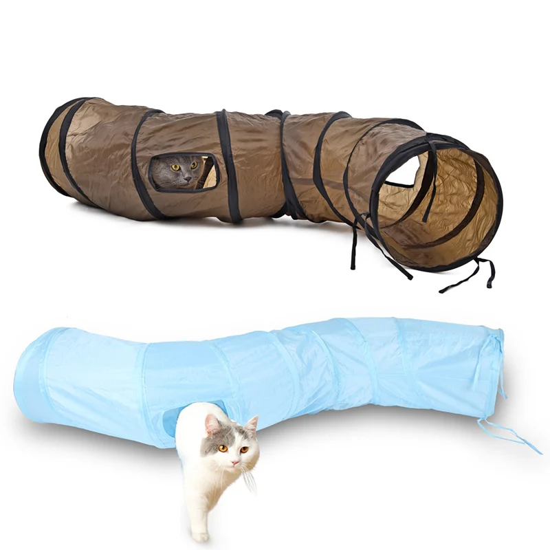 120cm S Funny Pet Tunnel Cat Playing Tunnel Brown Foldable 1 Hole Cat Tunnel Cat Toy 5