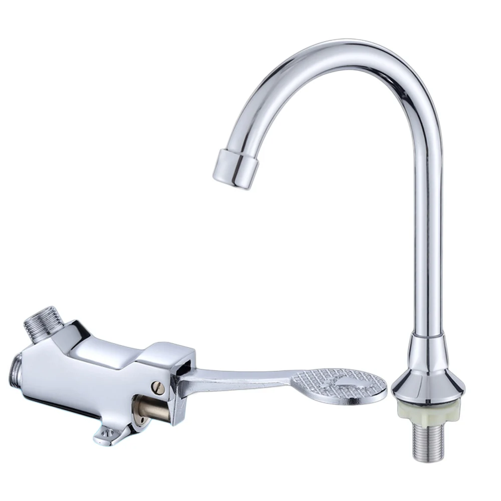 

Kitchen Water Faucet Foot Pedal Valve Copper Bathroom Basin Faucet Single Cold Tap Water Faucet