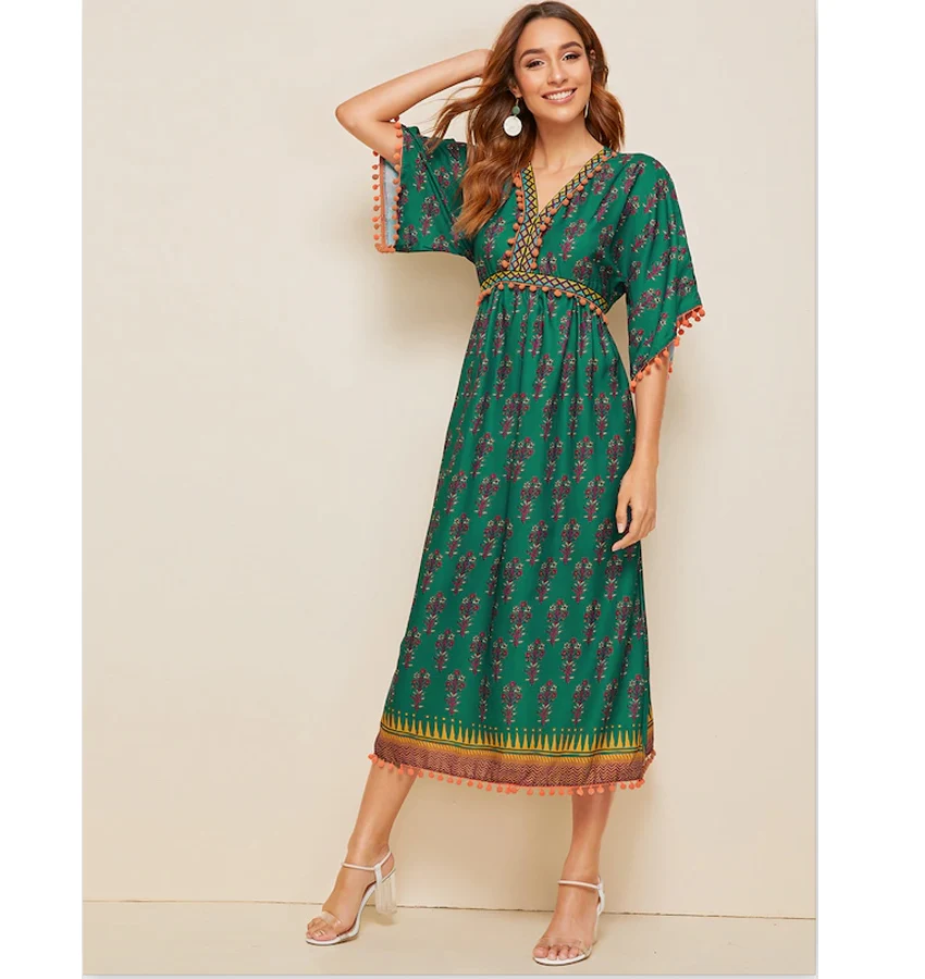 

In Europe and the speed to sell through printed product v-neck dress amazon cross-border WISH